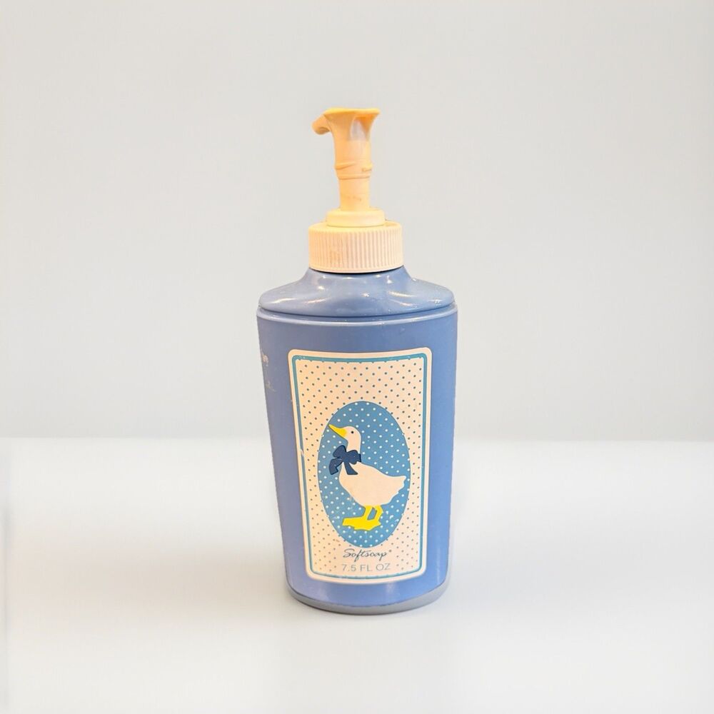 VTG 1986 Goose Country Designs Softsoap Moisturizing Hand Soap Blue Bottle